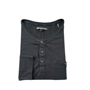 Buttercloth Black Henley Driver Pocket Men's L/S Shirt Size‎ Large